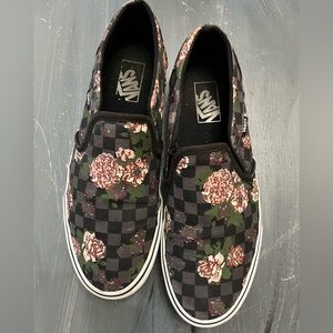 VANS Women’s Floral Checkerboard Slip-On Shoes